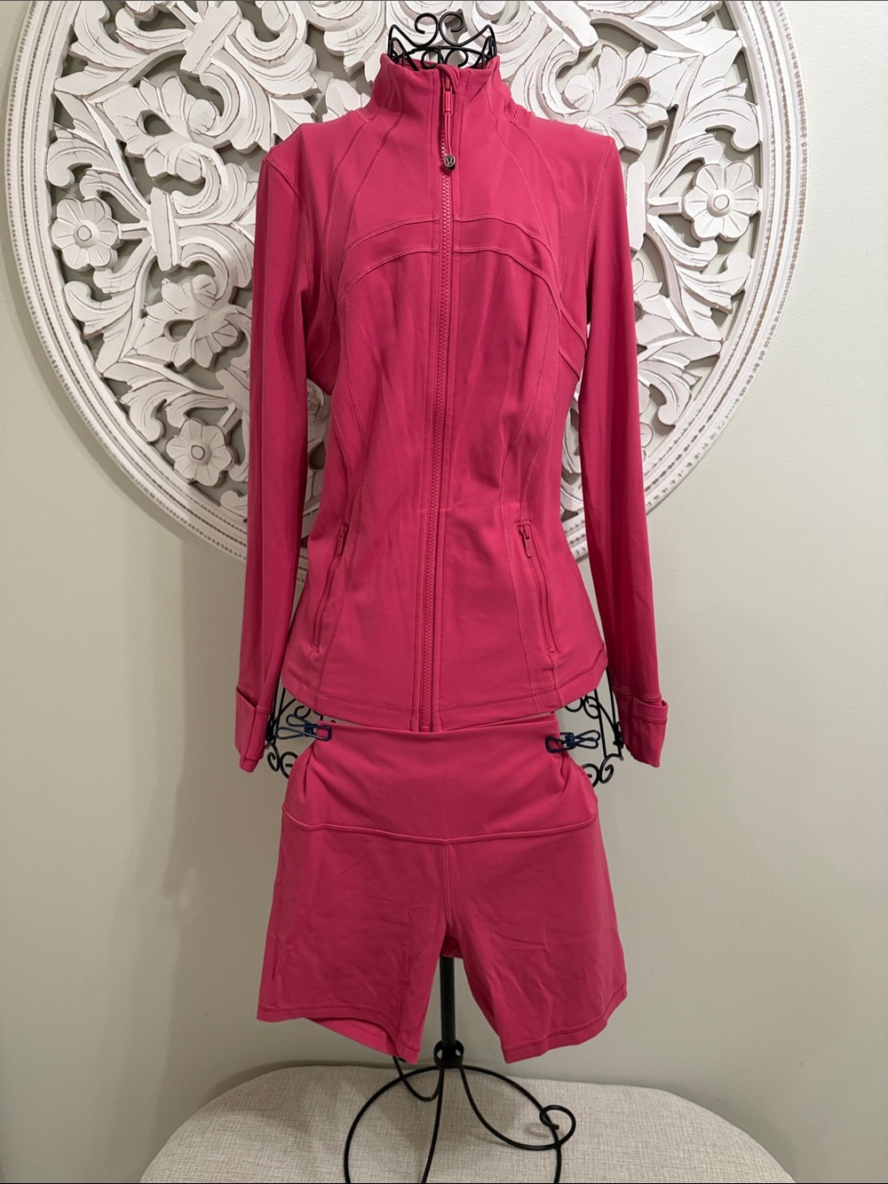 lululemon athletica Hot Pink Zip Jacket with Matching Skort Set